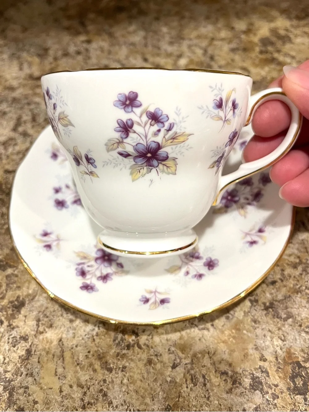 Vintage Duchess Woodside Purple Floral Tea Cup and Saucer Made in England